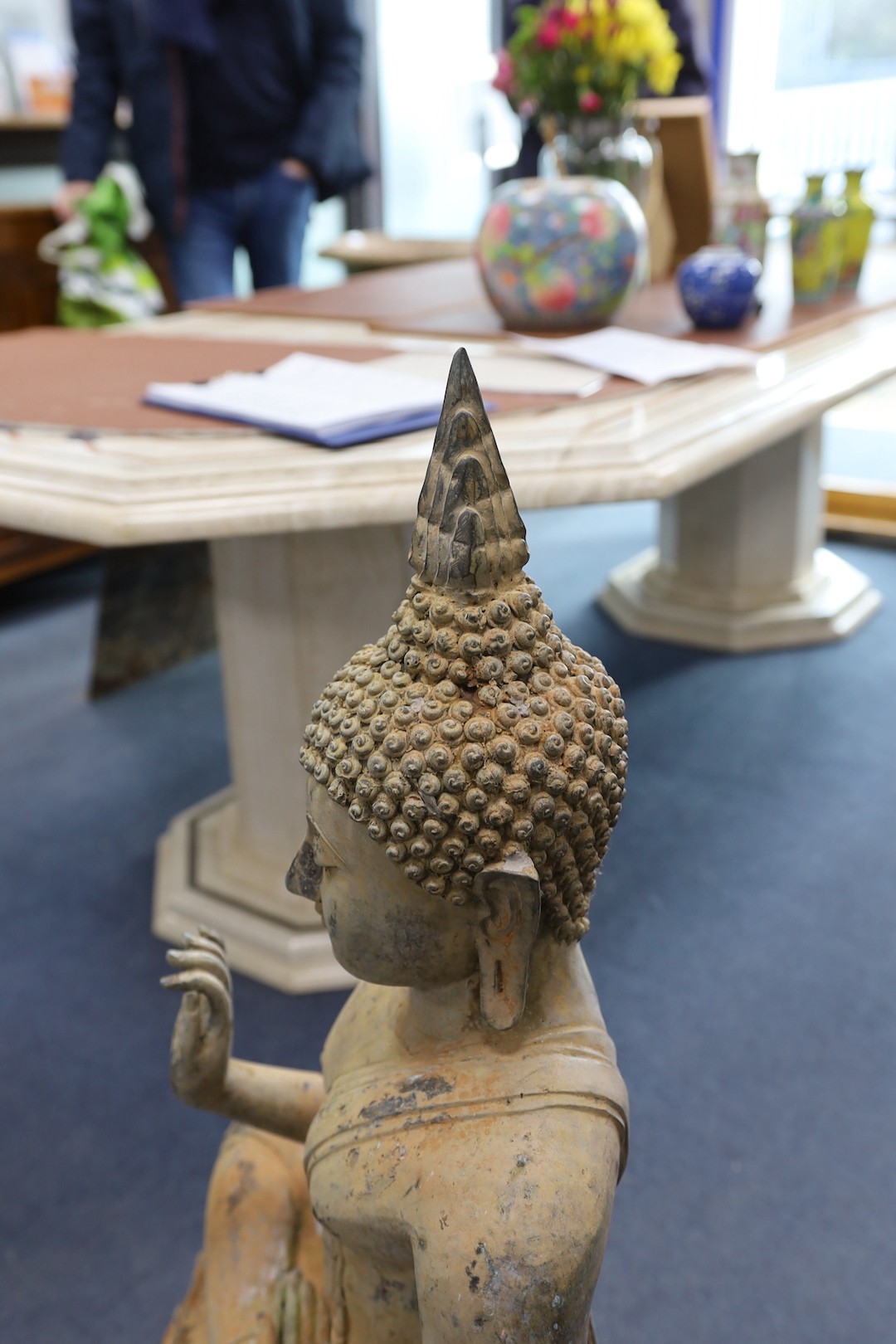 A large Thai bronze seated figure of Buddha 95cm